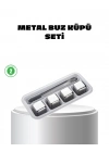 ® Paslanmaz Çelik Metal Buz Küpü Seti Sulandırmadan Soğutma ve Klips Dahil
