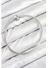 ® Pirinç Charm Topcuk Model Gümüş Renk Kadın Bileklik