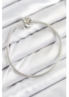 ® Pirinç Charm Topcuk Model Gümüş Renk Kadın Bileklik