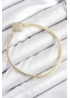 ® Pirinç Charm Zirkon Taşlı Kalp Model Gold Renk Kadın Bileklik