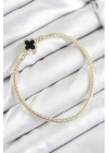 ® Pirinç Charm Zirkon Taşlı Yonca Model Gold Renk Kadın Bileklik