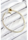 ® Pirinç Charm Zirkon Taşlı Yonca Model Gold Renk Kadın Bileklik