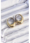 ® Pirinç Gold Gümüş Renkli Oval Bombeli Küpe