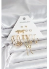 ® Pirinç Gold Renk 6 Çiftli Kadın Küpe Seti