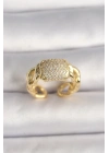 ® Pirinç Gold Renk Ayarlanabilir Zirkon Taşlı Kadın Yüzük