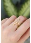 ® Pirinç Gold Renk Ayarlanabilir Zirkon Taşlı Yılan Yüzük