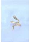 ® Pirinç Gold Renk Ayarlanabilir Zirkon Taşlı Yılan Yüzük