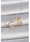 ® Pirinç Gold Renk Ayarlanabilir Zirkon Taşlı Yıldız Model Kadın Yüzük