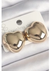 ® Pirinç Gold Renk Bombe Kalp Model Kadın Küpe