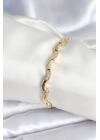 ® Pirinç Gold Renk Dalgalı Model Kadın Bileklik