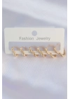 ® Pirinç Gold Renk Kalp Model Küpe Seti