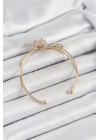 ® Pirinç Gold Renk Kalpli Zirkon Taşlı Kadın Bileklik