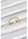 ® Pirinç Gold Renk Kemik Model Zirkon Taşlı Kadın Yüzük