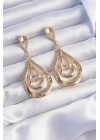 ® Pirinç Gold Renk Kıvrımlı Damla Görünüm Sallantılı Küpe