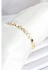 ® Pirinç Gold Renk Nokta Model Zirkon Taşlı Kadın Bileklik