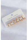 ® Pirinç Gold Renk Oval Bombeli Küpe Seti