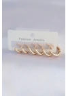 ® Pirinç Gold Renk Oval Küpe Seti