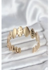® Pirinç Gold Renk Parçalı Model Kadın Bileklik