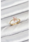 ® Pirinç Gold Renk Pembe Kelebek Kadın Yüzük