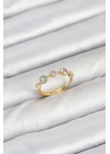 ® Pirinç Gold Renk Renkli Zirkon Taşlı Kadın Yüzük