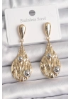 ® Pirinç Gold Renk Sallantı Damla Model Gümüş Top Detay Kadın Küpe