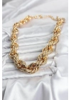 ® Pirinç Gold Renk Sarmal Halat Model Kadın Kolye