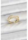 ® Pirinç Gold Renk Sıralı Baget Zirkon Taşlı Kadın Yüzük