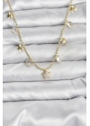 ® Pirinç Gold Renk Yıldız Model Kadın Kolye