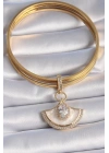 ® Pirinç Gold Renk Zirkon Taş Detaylı Beyaz Mineli Ajda Charm