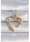 ® Pirinç Gold Renk Zirkon Taş Detaylı Kalp Figür Ajda Charm