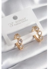 ® Pirinç Gold Renk Zirkon Taşı Kalp Detay Kadın Küpe