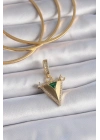 ® Pirinç Gold Renk Zirkon Taşlı 3D Üçgen Model Ajda Charm