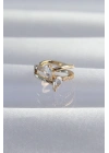 ® Pirinç Gold Renk Zirkon Taşlı Damla Earcuff Küpe