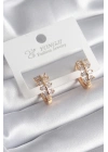 ® Pirinç Gold Renk Zirkon Taşlı Kadın Küpe
