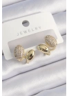 ® Pirinç Gold Renk Zirkon Taşlı Kadın Küpe