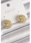 ® Pirinç Gold Renk Zirkon Taşlı Kadın Küpe