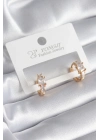® Pirinç Gold Renk Zirkon Taşlı Kadın Küpe