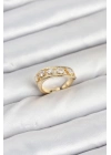 ® Pirinç Gold Renk Zirkon Taşlı Kadın Yüzük