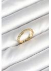 ® Pirinç Gold Renk Zirkon Taşlı Kadın Yüzük
