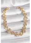 ® Pirinç Gold Renk Zirkon Taşlı Kelebek Model Zincir Kadın Bileklik