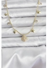 ® Pirinç Gold Renk Zirkon Taşlı Kutup Yıldızı Model Kadın Kolye