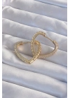 ® Pirinç Gold Renk Zirkon Taşlı Motifli Kalp Küpe