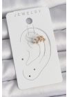 ® Pirinç Gold Renk Zirkon Taşlı Yaprak Model Kadın Kıkırdak Küpe