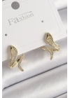 ® Pirinç Gold Renk Zirkon Taşlı Yılan Model Kadın Küpe