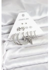 ® Pirinç Gümüş Renk 6 Çift Kadın Küpe Seti