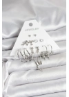® Pirinç Gümüş Renk 6lı Kadın Küpe Seti