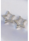 ® Pirinç Gümüş Renk Yıldız Küpe