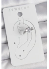 ® Pirinç Gümüş Renk Zirkon Taşlı Yıldız Model Kadın Kıkırdak Küpe