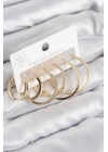 ® Pirinç Halka Model Gold Renk Kadın Set Küpe