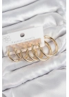 ® Pirinç Halka Model Gold Renk Kadın Set Küpe